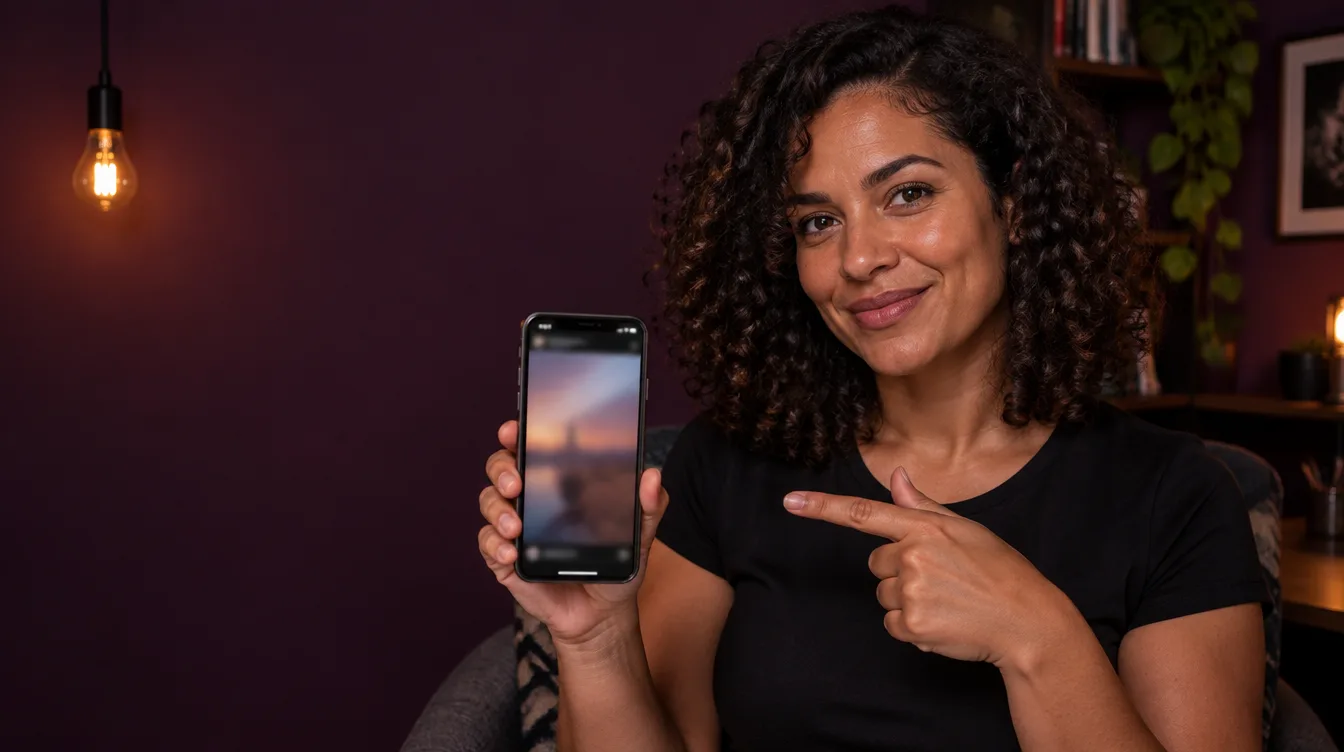 Bruna Tavares mostrando um Status no celular