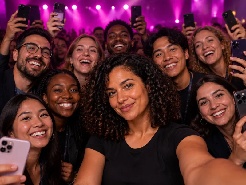 Bruna com o público no fim de um evento